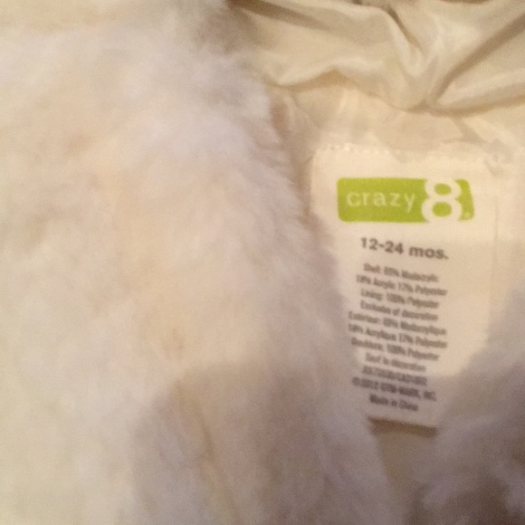 Crazy 8 Cream Faux Fur Vest Size 12-24M - Picture 3 of 6